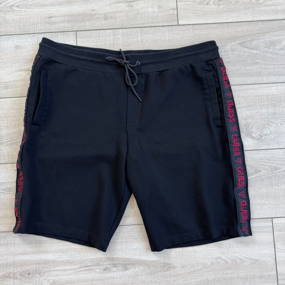 Guess Los Angeles Logo Tape Drawstring Sweat Shorts Black,  size‎ XL